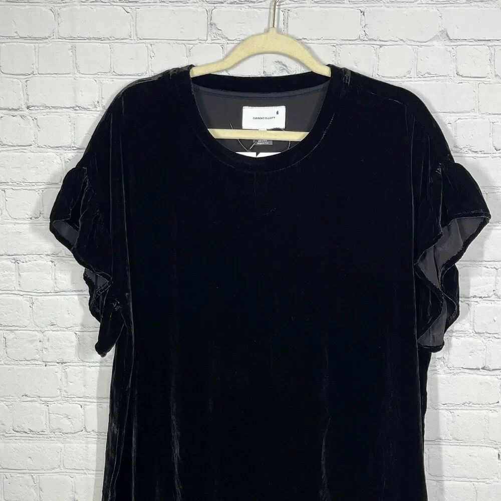 Current Elliott Mini Dress Black Women Size 2 Velvet Effortless Cool Gir Punk